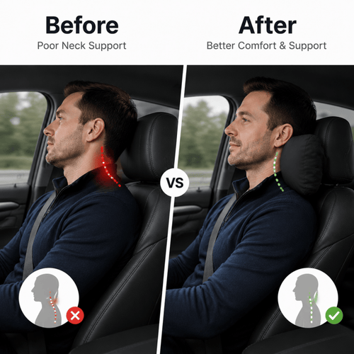 Car neck support cushion before and after