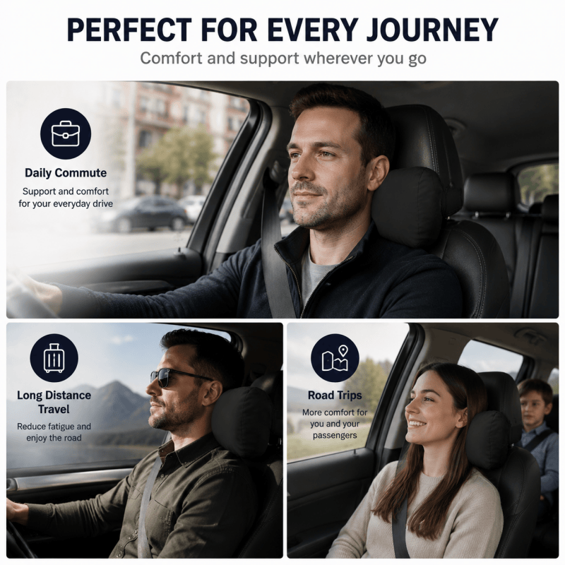Car neck support cushion for everyday journeys