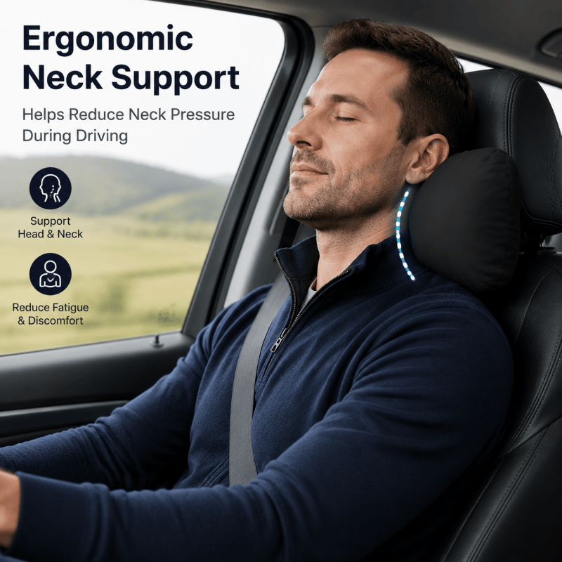 Ergonomic black car neck support cushion