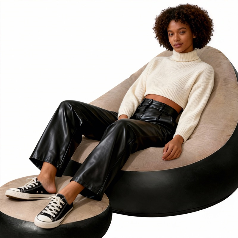 Inflatable chair with matching foot stool